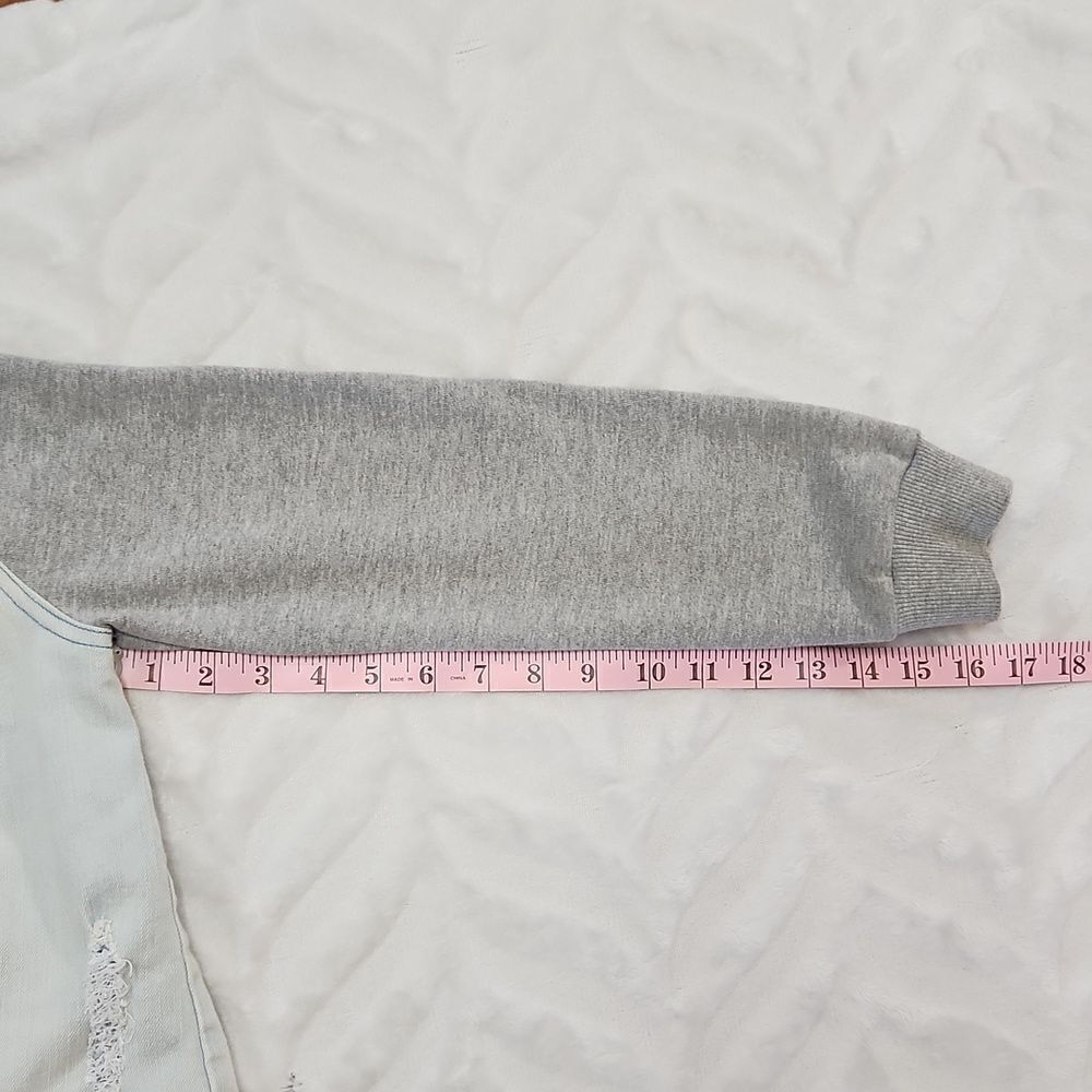 Weissman Hooded Denim Jacket Costume Layered Gray Hoodie Youth SA - Picture 9 of 12